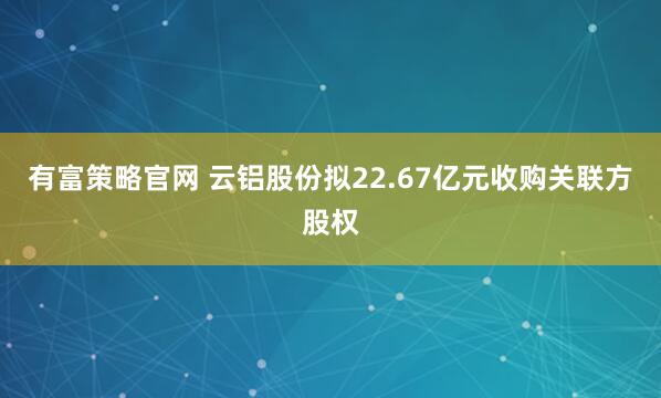 有富策略官网 云铝股份拟22.67亿元收购关联方股权
