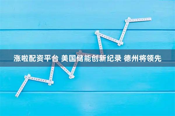 涨啦配资平台 美国储能创新纪录 德州将领先