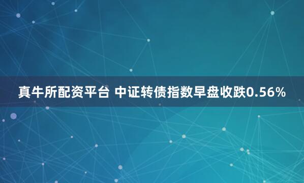 真牛所配资平台 中证转债指数早盘收跌0.56%